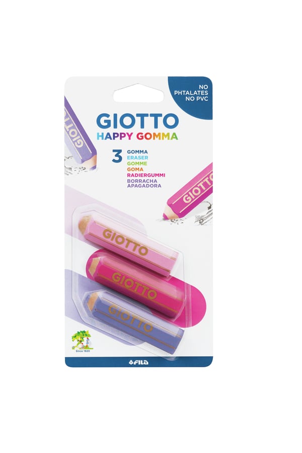 Pikkukuva 4 / 4: Giotto Happy Gomma pyyhekumi Monivärinen 3 kpl