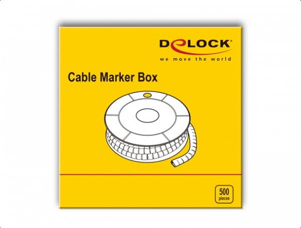 Miniatyrbillede 2 af 2: DeLOCK 18354 kabelmarkering Gul Plast 500 stk
