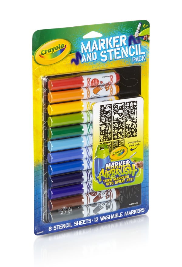 Crayola Marker and Stencil pack blue Multi 12 styck