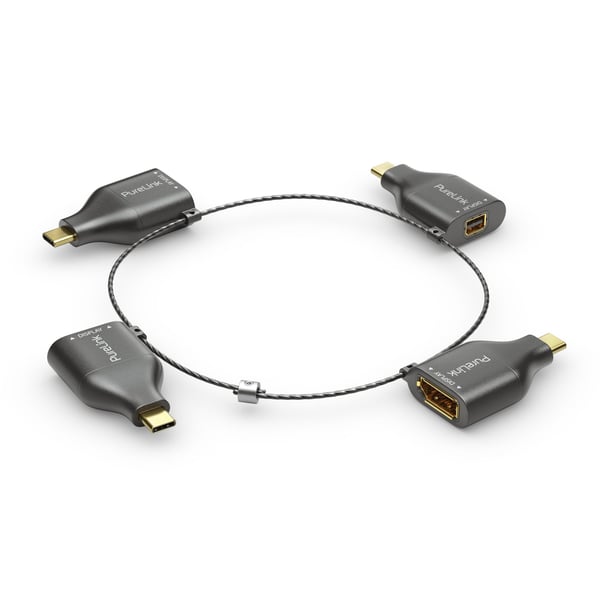 PureLink IQ-AR300 kaapelin sukupuolenvaihtaja 4 x USB Type-C DisplayPort + Mini DisplayPort + HDMI + VGA Musta, Kulta