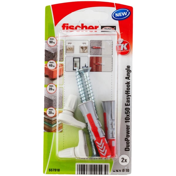 Miniatyrbillede 1 af 11: Fischer 557918 skrueanker og vægudtag 2 stk Skrue og vægstiksæt 50 mm