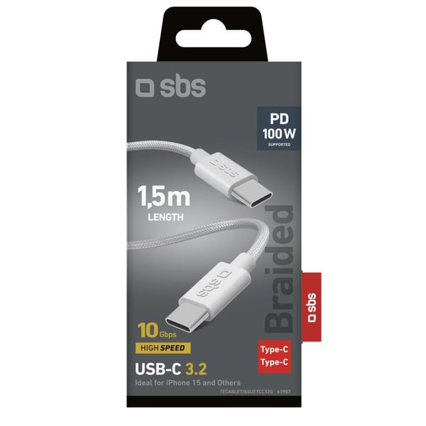 Miniatyrbillede 2 af 2: SBS TECABLETISSUETCC32G USB-kabel USB 3.2 Gen 2 (3.1 Gen 2) 1,5 m USB C 10 Gbit/sek. 100 W Grå