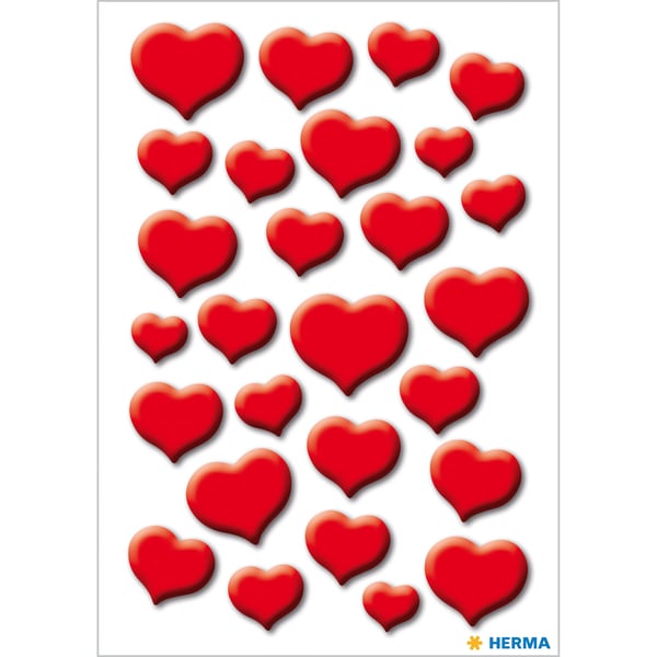 Pikkukuva 2 / 2: HERMA Red hearts, stone koristetarra Kalvo Punainen Kiinteä 27 kpl