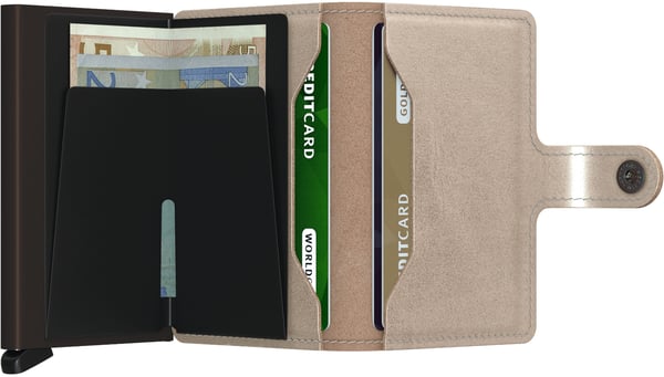 Miniatyrbild 2 av 3: Secrid Miniwallet Metallic Vikfodral Champagne, Metallisk Aluminium, Läder