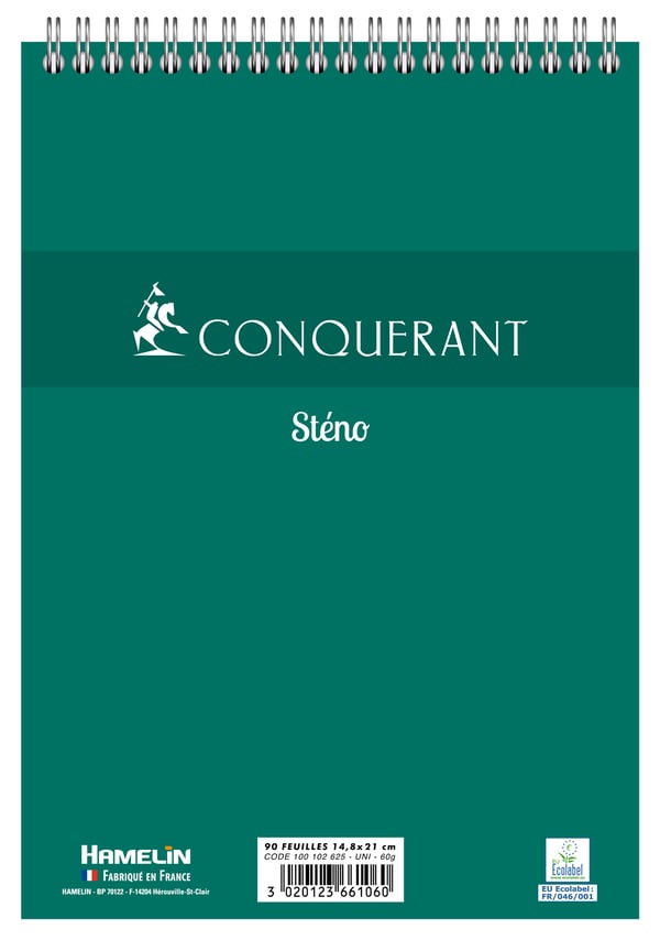 Conquerant 100102625 blok og notesblok A5 180 ark Grøn