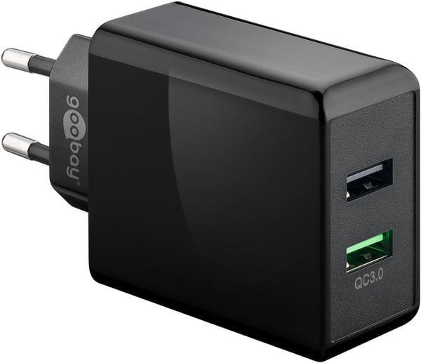 Goobay 44956 oplader til mobil enhed Digitalt kamera, Hovedtelefoner, Mobiltelefon, SmartWatch, Tablet Sort Vekselstrøm Hurtig opladning Indendørs