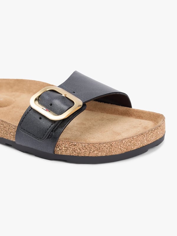 Tommy Hilfiger Cork Footbed Slip-On Sandals Sandaler Hunstik Sort