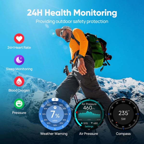 Miniatyrbillede 7 af 10: MIBRO ORAW1022N Smartwatch og sportsur 3,35 cm (1.32") AMOLED 48 mm Digital 466 x 466 pixel Berøringsskærm Sort GPS (satellit)