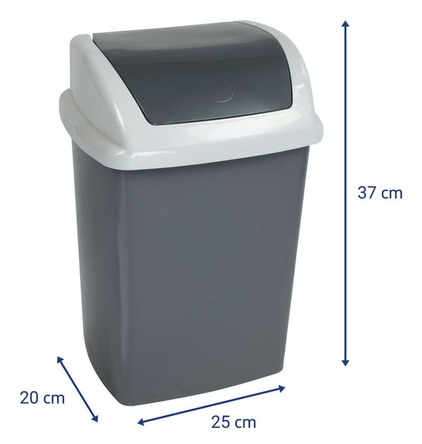 Miniatyrbild 6 av 9: MAUL 9521087 papperkorgar 10 l Rektangulär Plast, Polypropylen (PP) Mörkgrå, Vit