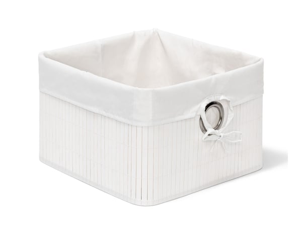 Relaxdays 4052025998103 Förvaringslåda Förvaringskorg Torg Bamboo, Polyester, Stål Vit