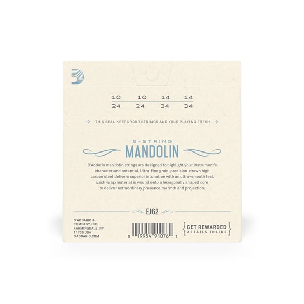 D'Addario EJ62 musikinstrumentsträng 8 styck Mandolin