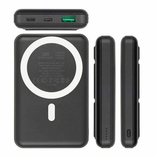 Miniatyrbillede 24 af 24: Rivacase VA2604 powerbank Lithium polymer (LiPo) 10000 mAh Trådløs opladning Sort