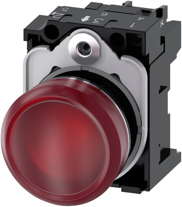Miniatyrbillede 1 af 5: Siemens 3SU1152-6AA20-1AA0 alarm indikatorlys 24 V Rød