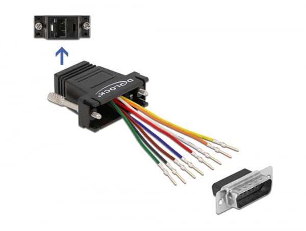 DeLOCK 66647 kabelomvandlare (hane/hona) D-Sub 15 pin RJ-45 Svart