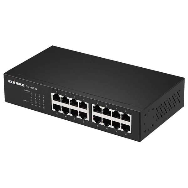 Edimax GS-1016 V2 netværksswitch Administreret Gigabit Ethernet (10/100/1000) Sort