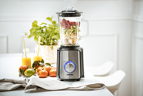 Mesko Home MS 4080 tehosekoitin 1,5 L Pöydällä pidettävä tehosekoitin 1200 W Mustikka, Terästä, Läpinäkyvä