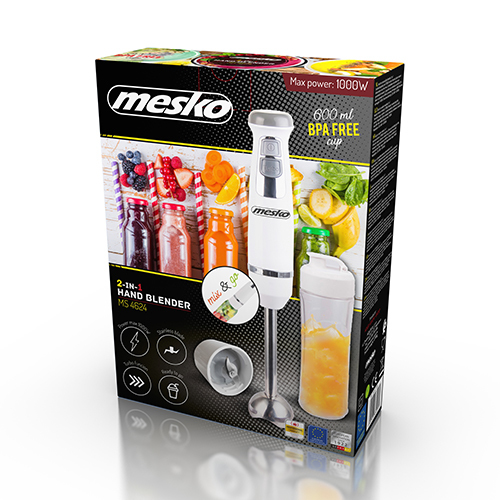 Mesko Home MS 4624 blender Nedsænkning blender 1000 W Grå, Stål, Hvid