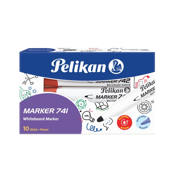 Pikkukuva 2 / 2: Pelikan 741 tussi 10 kpl Pyöreä pää Punainen