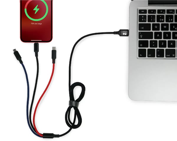 Miniatyrbillede 2 af 5: SUBBLIM SUB-CAB-3IN101 USB-kabel USB 3.2 Gen 1 (3.1 Gen 1) 1 m USB A USB C/Micro-USB B/Lightning Sort, Blå, Rød