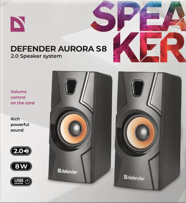 Miniatyrbillede 6 af 7: Defender Aurora S8 Sort Ledningsført 8 W