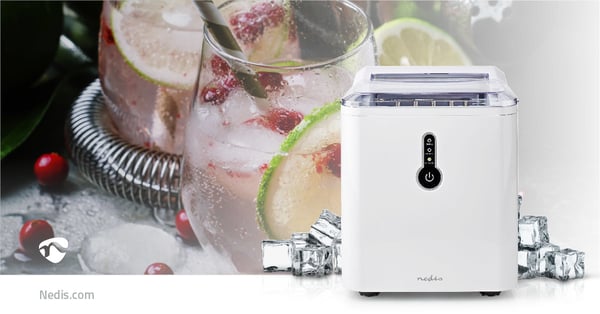 Nedis KAIC100FWT maskine til isklump Indbygget/fritstående isterningefremstiller 12 kg/24t 120 W Hvid