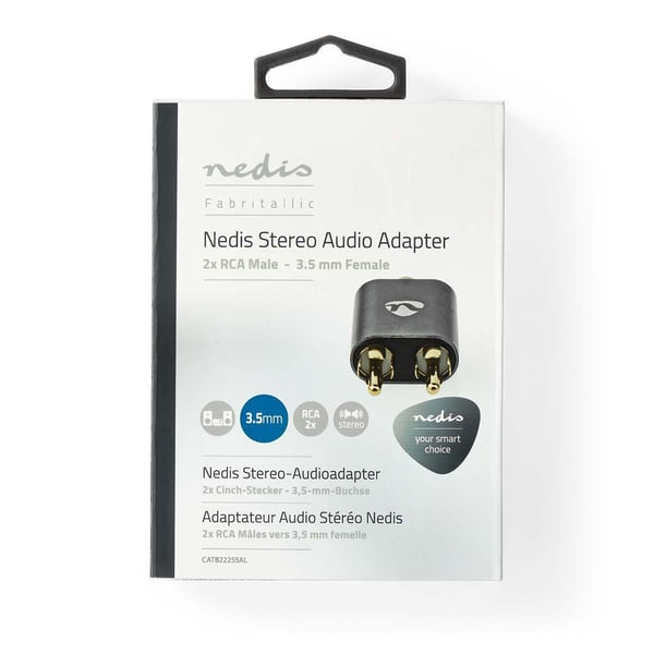 Miniatyrbillede 6 af 7: Nedis CATB22255AL kabel kønsskifter 2x RCA 3.5 mm Sort, Grå