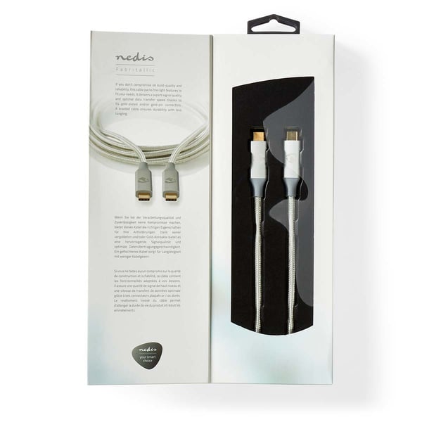 Miniatyrbillede 4 af 4: Nedis CCTB64020AL20 USB-kabel USB4 Gen 2x2 2 m USB C 20 Gbit/sek. Sølv