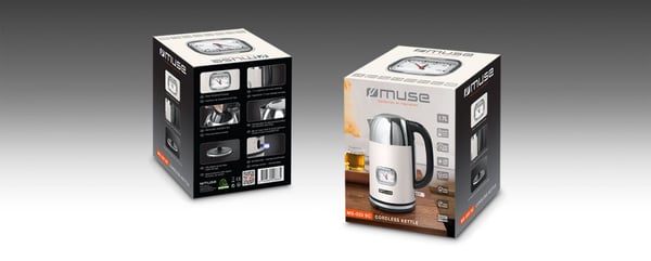 Miniatyrbillede 2 af 4: Muse MS-020 SC elkedel 1,7 L 2200 W Rustfrit stål, Hvid