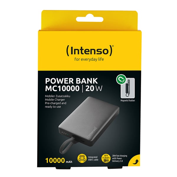 Intenso MC10000 Lithium polymer (LiPo) 10000 mAh Trådløs opladning Sort, Grå