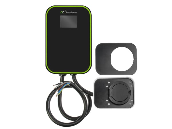 Miniatyrbillede 1 af 5: Green Cell EV15RFID ladestation til elektriske køretøjer Sort Aluminium Væg 3 Indbygget skærm LCD