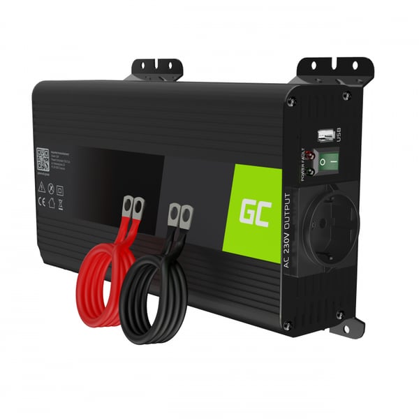 Pikkukuva 1 / 2: Green Cell INVGC16 virta-adapteri ja vaihtosuuntaaja Auto 500 W Musta