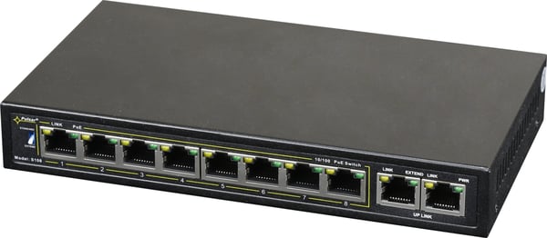 PULSAR S108-90W netværksswitch Administreret Fast Ethernet (10/100) Strøm over Ethernet (PoE) Sort