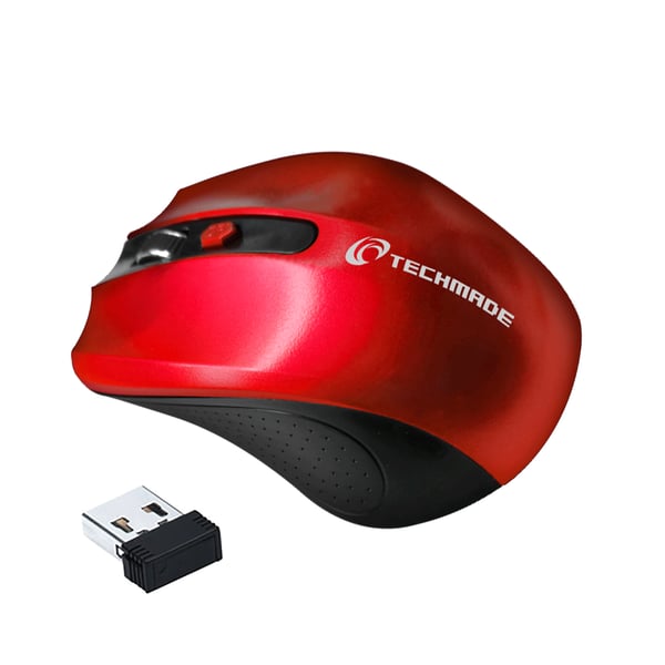 Techmade TM-XJ30-RED mus Kontor Ambidextrous RF trådløst Optisk 1600 dpi
