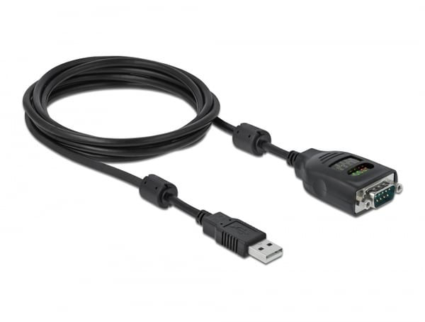 DeLOCK 90497 seriella kablar Svart 2 m USB Type-A RS-232 DB9