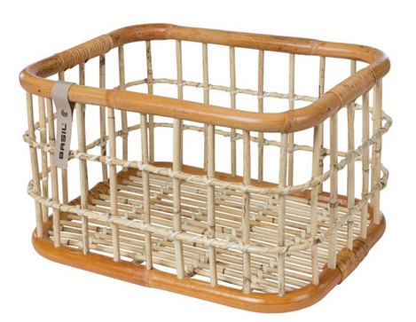 Basil Green Life Front Cykelkurv 30 L Rattan Brun
