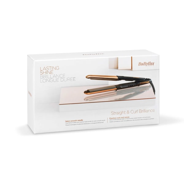 BaByliss Straight & Curl Brilliance Kiharrusrauta Lämmin Musta, Ruusu 48 W 3 m