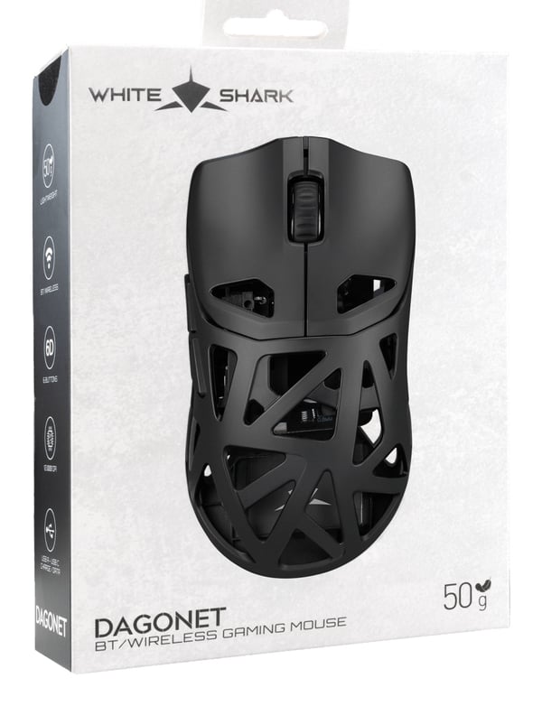 White Shark DAGONET-2 hiiri Pelaaminen Molempikätinen Bluetooth Optinen 12000 DPI