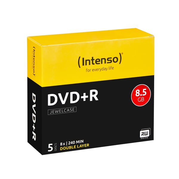 Miniatyrbillede 1 af 2: Intenso DVD+R 8.5GB, DL, 8x 8,5 GB DVD+R DL 5 stk