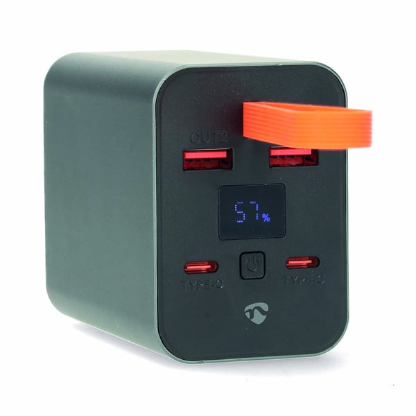 Nedis PBKPD100W25BK akku- ja paristolaturi Litium polymeeri (LiPo) 30000 mAh Musta, Harmaa