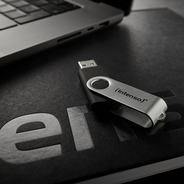 Intenso USB 64GB OFFICE LINE 3.2 Gen1 Silver-Black USB-muisti USB A-tyyppi 3.2 Gen 1 (3.1 Gen 1) Musta, Hopea