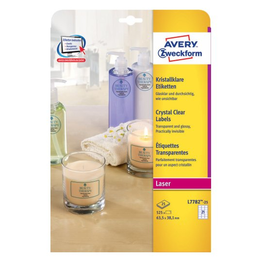 Pikkukuva 1 / 4: Avery L7782-25 liimaetiketti Pyöristetty suorakulmio Kiinteä Läpinäkyvä 525 kpl