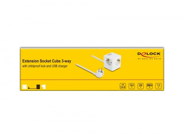 DeLOCK 11497 pistorasia CEE 7/3 + USB Valkoinen