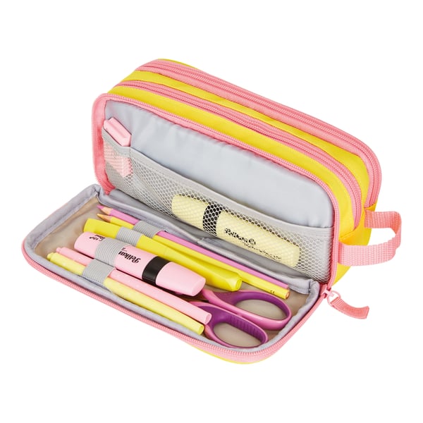 Herlitz Neon Blødt penalhus Polyester Lyserød, Gul