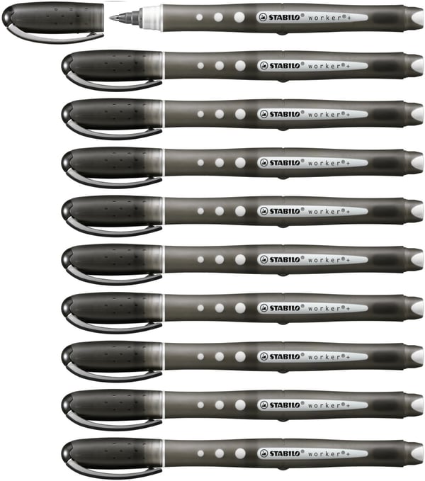 STABILO worker+ colorful Stiftpenna Svart 10 styck