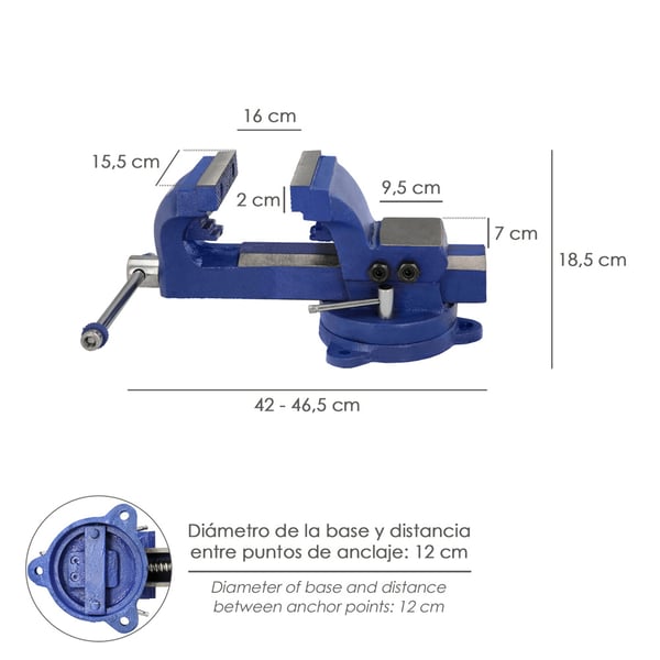 Miniatyrbillede 3 af 5: Wolfpack Tornillo Banco Giratorio Heavy Duty 155 mm