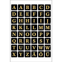 HERMA Letters 13x13mm A-Z film black gold embossed 2 sheets selvklæbende etiket Guld