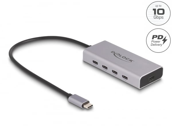 DeLOCK 64235 gränssnittshubbar USB Type-C 10000 Mbit/s Grå