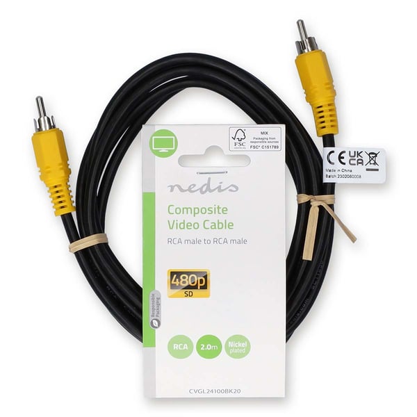 Nedis CVGL24100BK20 komposiittivideokaapeli 2 m RCA Musta