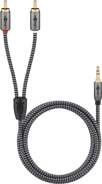 Goobay 65284 audiokaapeli 0,5 m 3.5mm 2 x RCA Musta, Hopea