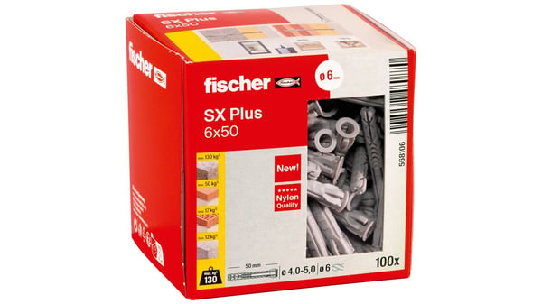 Pikkukuva 6 / 8: Fischer 568106 ruuviankkuri ja seinätulppa 100 kpl Muuriankkuri 50 mm